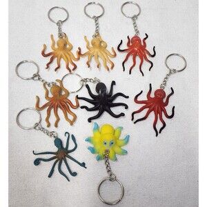 Lot Of 8 Small Toys Animals Octopus  Keychain Crafts